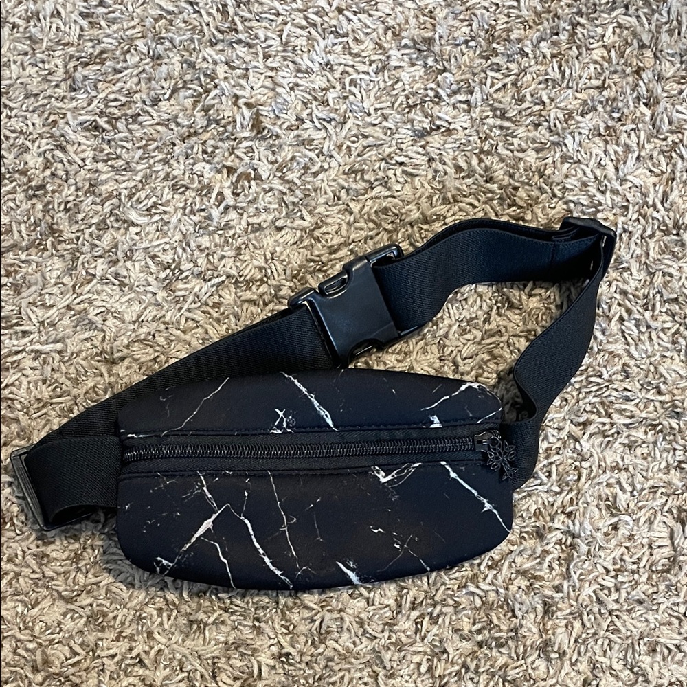 Black Marble Print Small Waist Bag